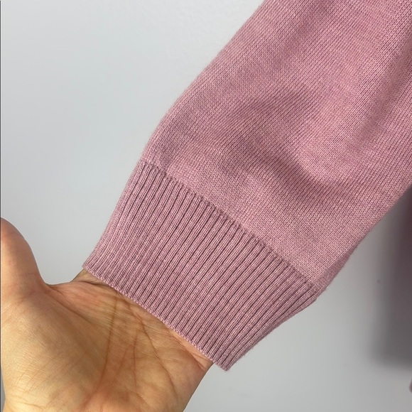 Cynthia Rowley 100% Extra Fine Merino Wool Pink Crew Neck Sweater Knit Size L - Picture 4 of 10